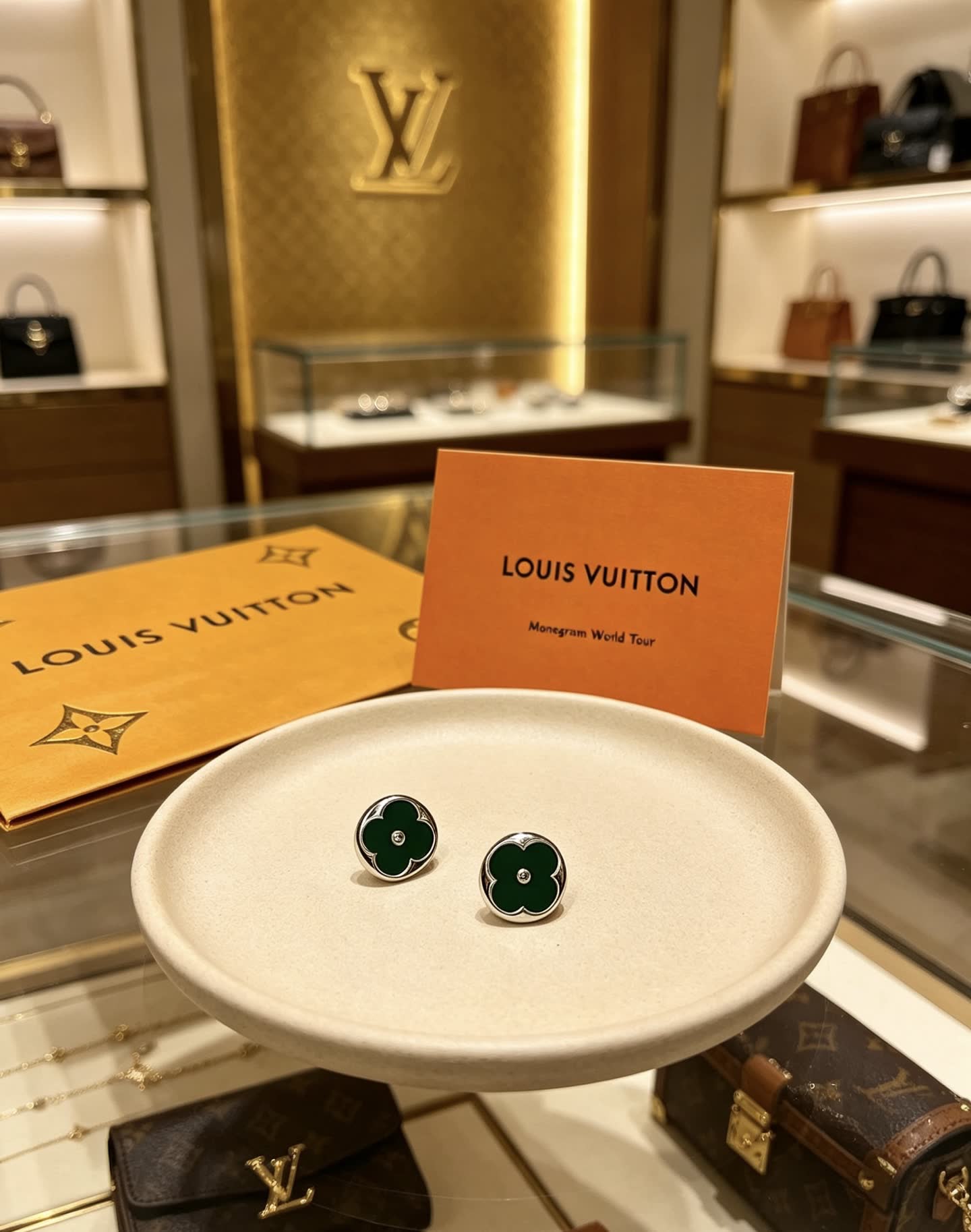 Louis Vuitton Green Flower Earrings Louis Vuitton Green Flower Earrings